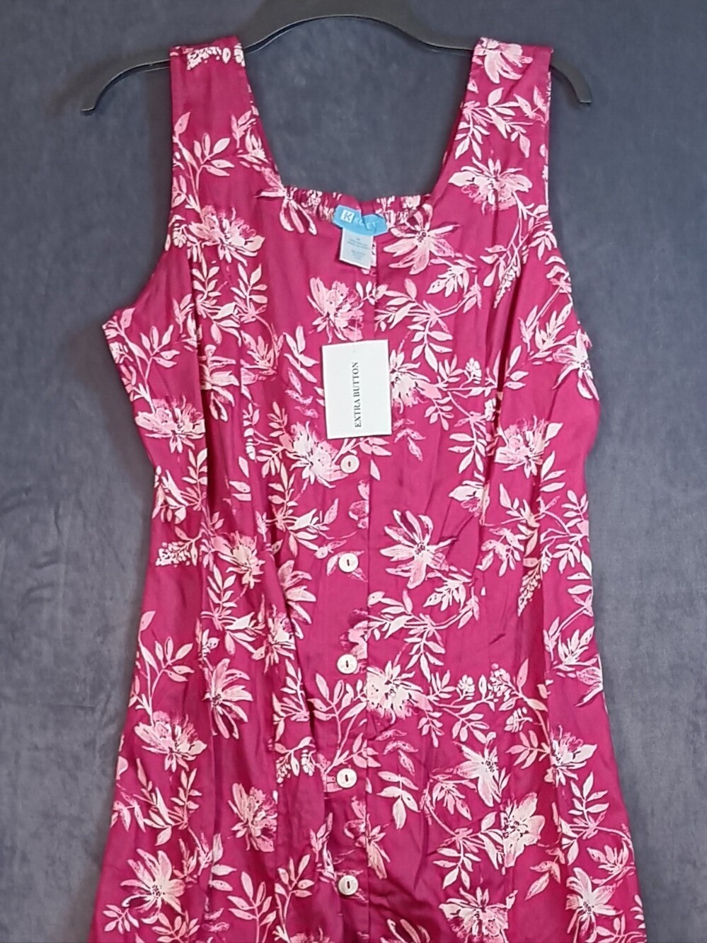 Koret Cranberry and White Floral Rayon Long Maxi Dress